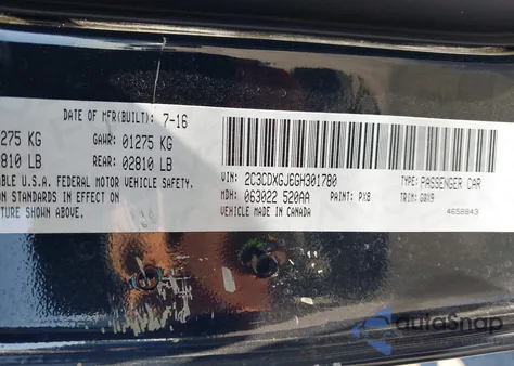 2016 Dodge Charger R/T Scat Pack z USA, uszkodzony, nr VIN 2C3CDXGJ6GH301780